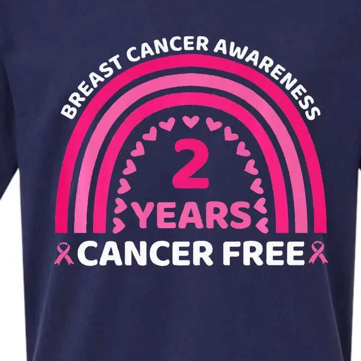 2 Year Cancer Free Breast Cancer Awareness Rainbow Women Premium Sueded Cloud Jersey T-Shirt