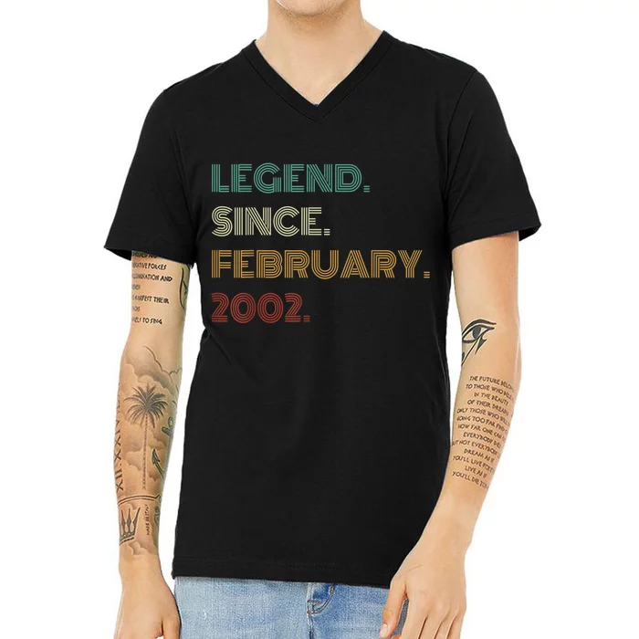 21 Years Old Legend Since February 2002 21st Birthday V-Neck T-Shirt