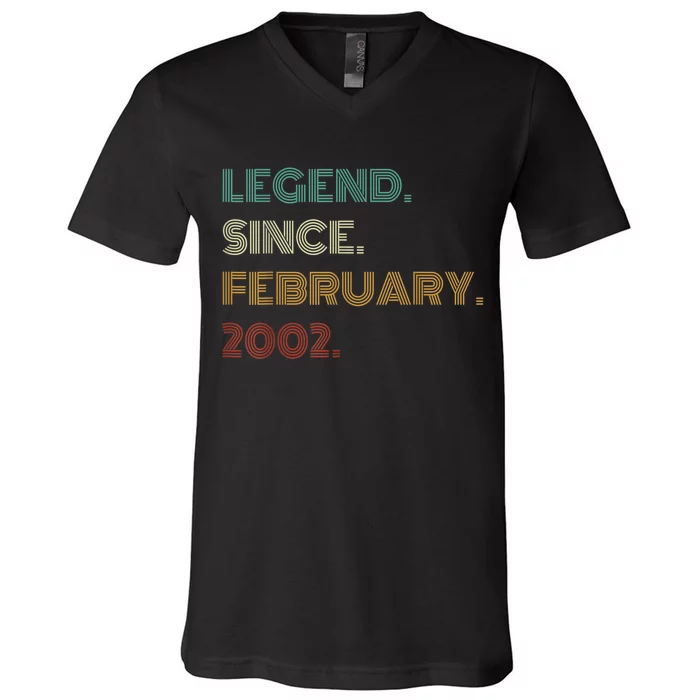 21 Years Old Legend Since February 2002 21st Birthday V-Neck T-Shirt