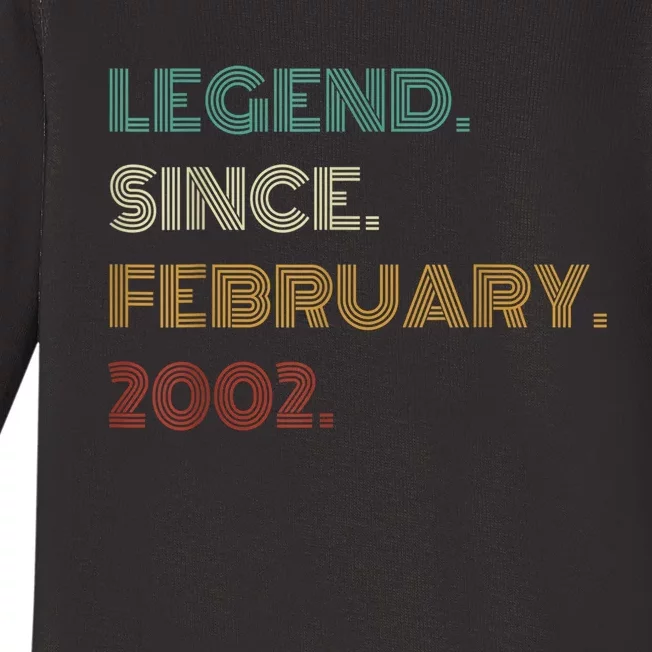 21 Years Old Legend Since February 2002 21st Birthday Baby Long Sleeve Bodysuit