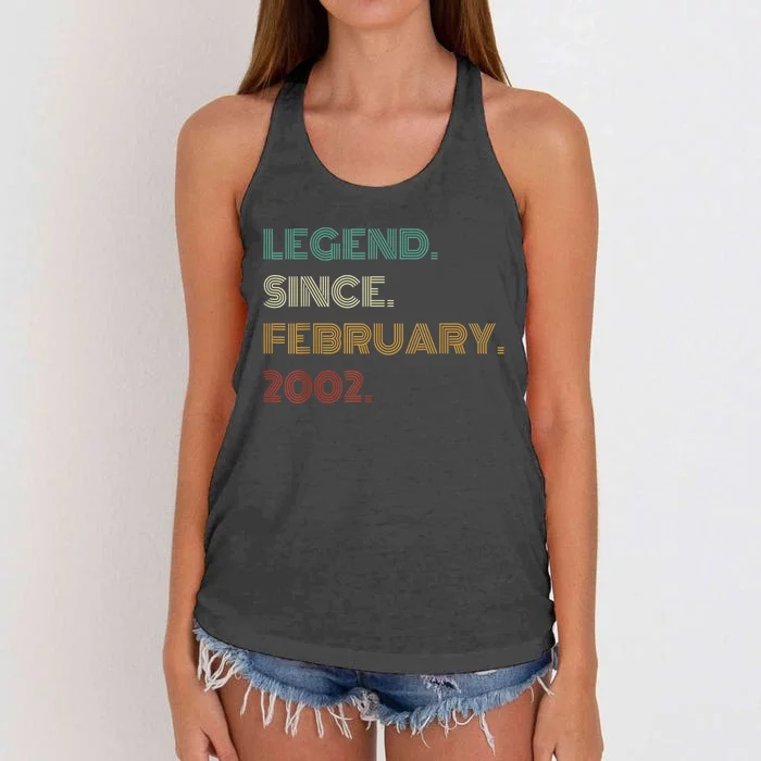 21 Years Old Legend Since February 2002 21st Birthday Women's Knotted Racerback Tank