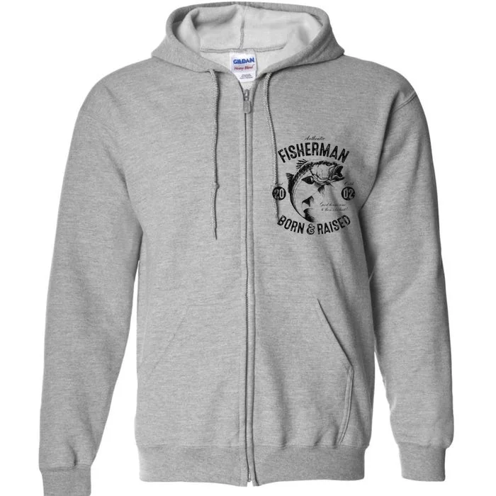 21 Year Old Fisherman Fishing 2002 21st Birthday Full Zip Hoodie