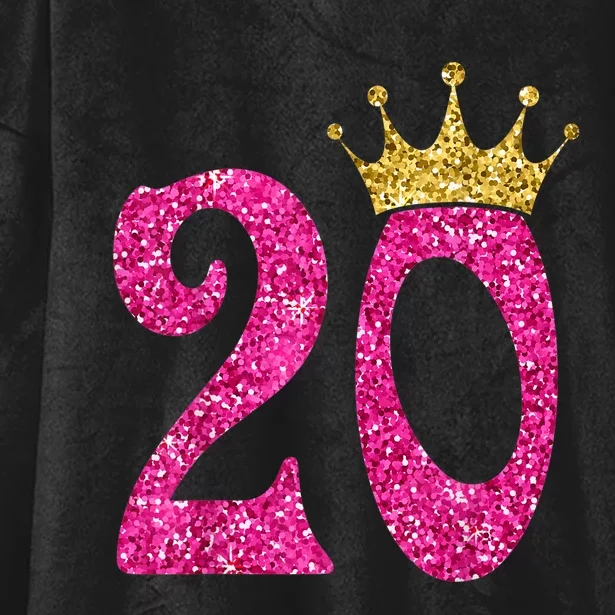 20 Year Old Gifts 20th Birthday Queen Girls crown Pink Hooded Wearable Blanket