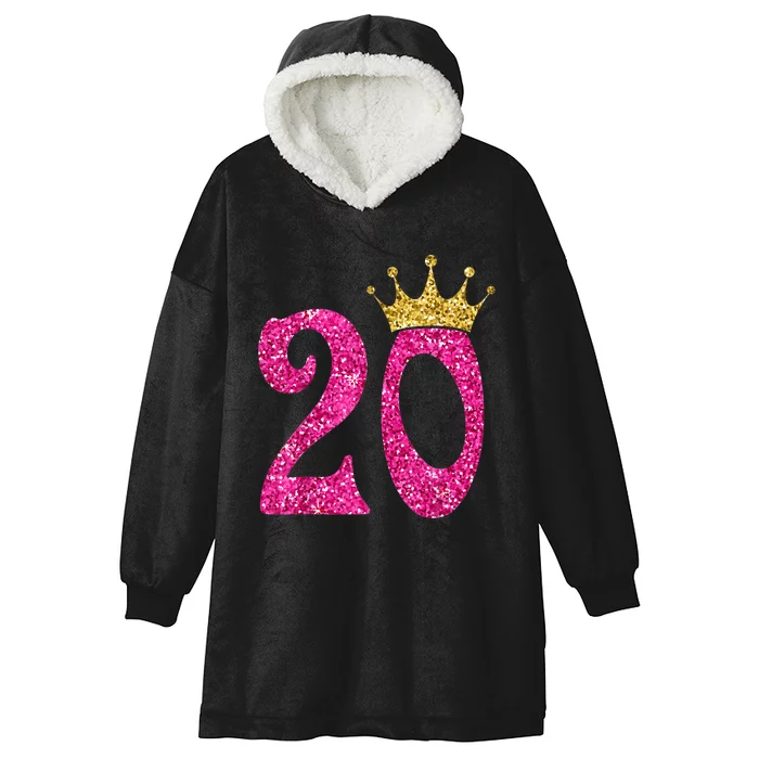 20 Year Old Gifts 20th Birthday Queen Girls crown Pink Hooded Wearable Blanket