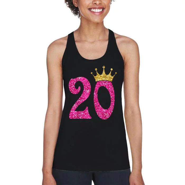 20 Year Old Gifts 20th Birthday Queen Girls crown Pink Women's Racerback Tank