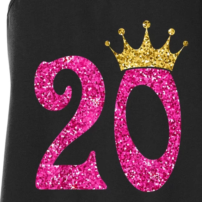 20 Year Old Gifts 20th Birthday Queen Girls crown Pink Women's Racerback Tank