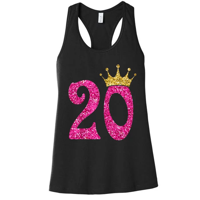 20 Year Old Gifts 20th Birthday Queen Girls crown Pink Women's Racerback Tank