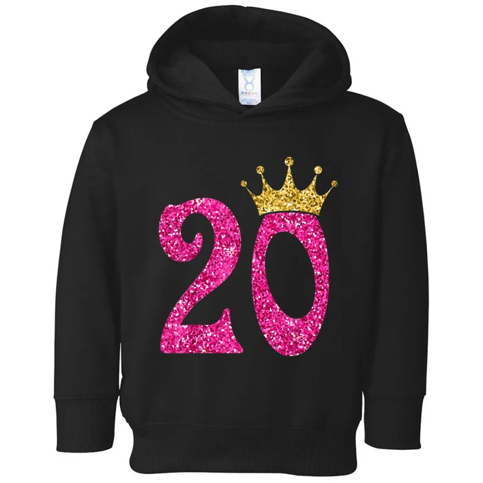 20 Year Old Gifts 20th Birthday Queen Girls crown Pink Toddler Hoodie