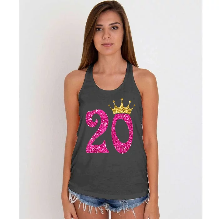 20 Year Old Gifts 20th Birthday Queen Girls crown Pink Women's Knotted Racerback Tank