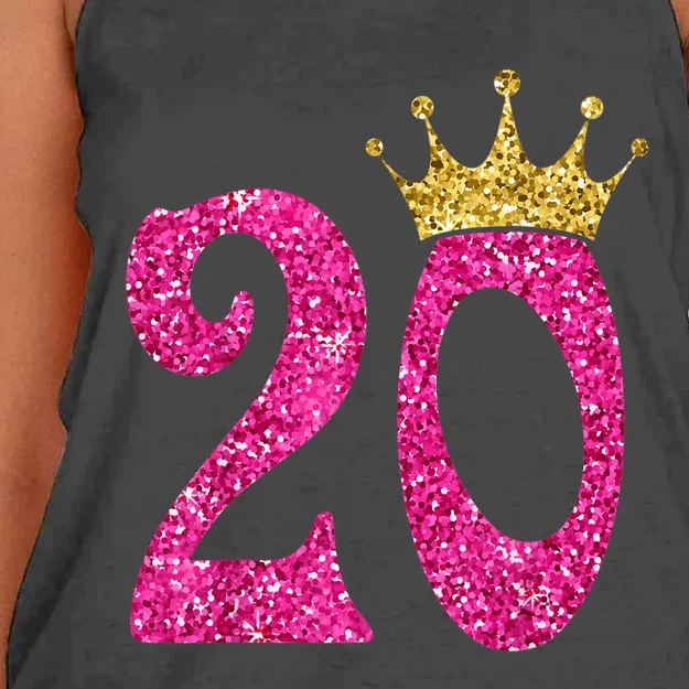 20 Year Old Gifts 20th Birthday Queen Girls crown Pink Women's Knotted Racerback Tank