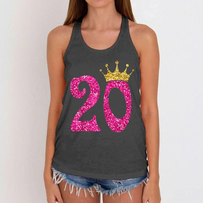 20 Year Old Gifts 20th Birthday Queen Girls crown Pink Women's Knotted Racerback Tank