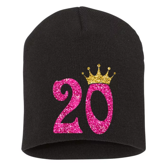 20 Year Old Gifts 20th Birthday Queen Girls crown Pink Short Acrylic Beanie