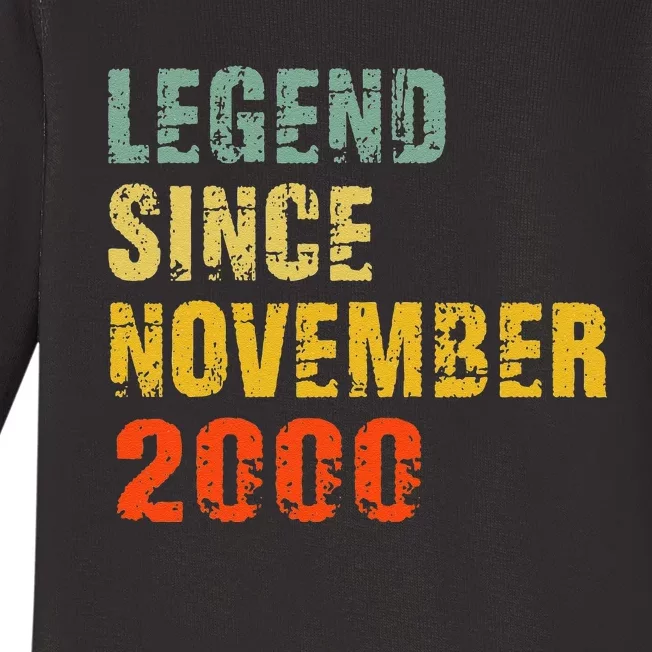 22 Year Old 22nd Birthday Gifts Legend Since November 2000 Baby Long Sleeve Bodysuit