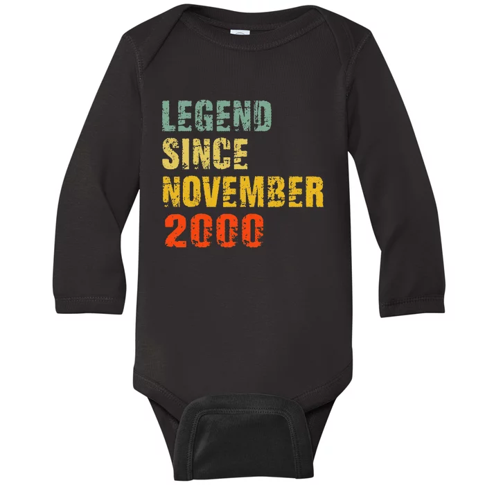 22 Year Old 22nd Birthday Gifts Legend Since November 2000 Baby Long Sleeve Bodysuit