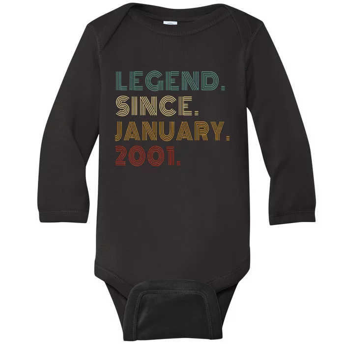 22 Year Old Legend Since January 2001 22nd Birthday Gift Baby Long Sleeve Bodysuit