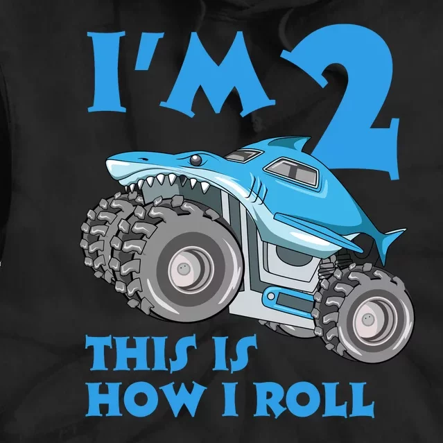 2 Year Old 2nd Birthday Monster Truck Car Tie Dye Hoodie