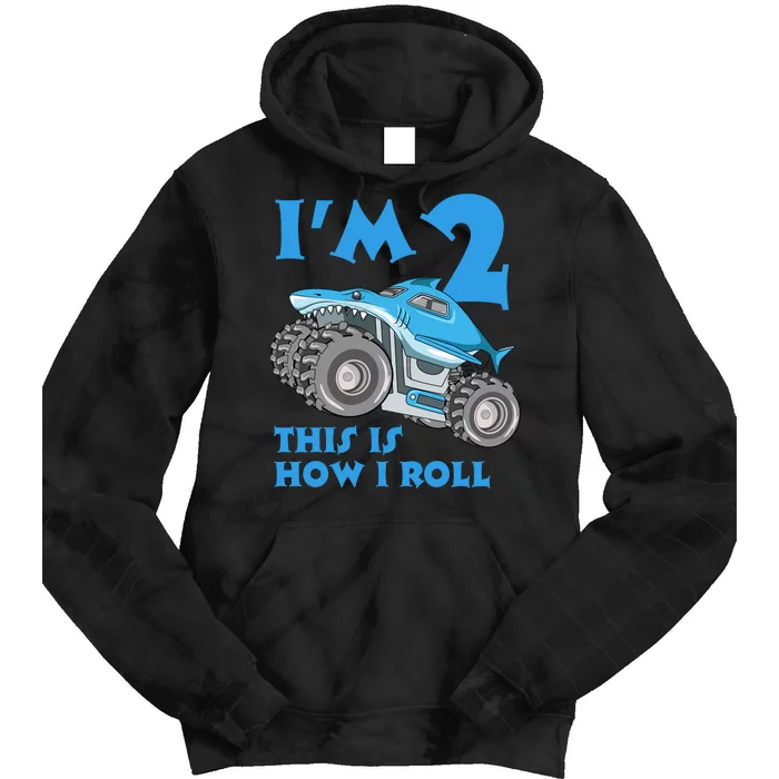 2 Year Old 2nd Birthday Monster Truck Car Tie Dye Hoodie