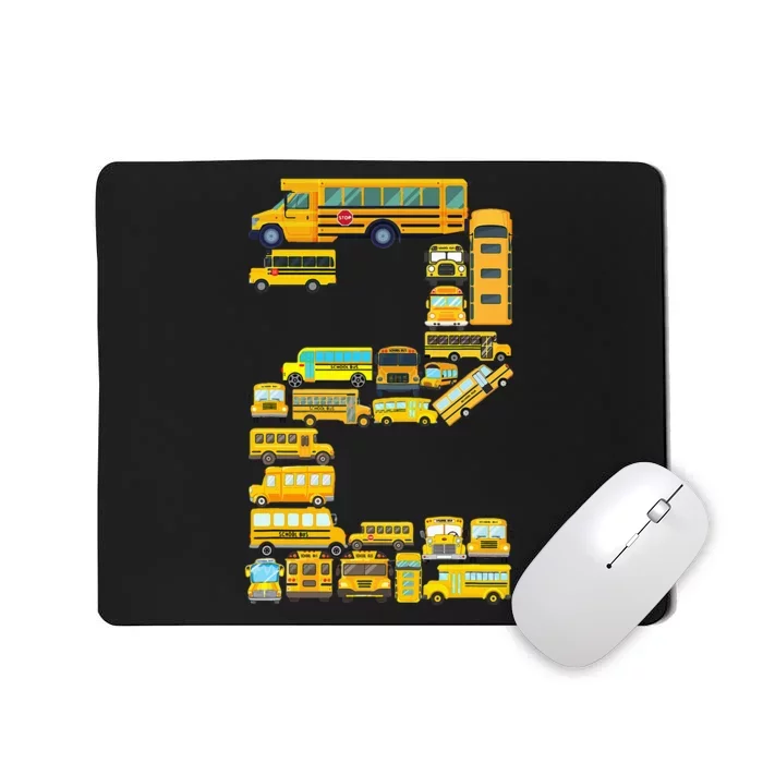 2 Year Old 2nd Birthday School Bus Theme Kids Party Mousepad