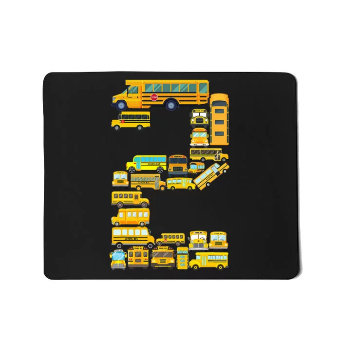 2 Year Old 2nd Birthday School Bus Theme Kids Party Mousepad