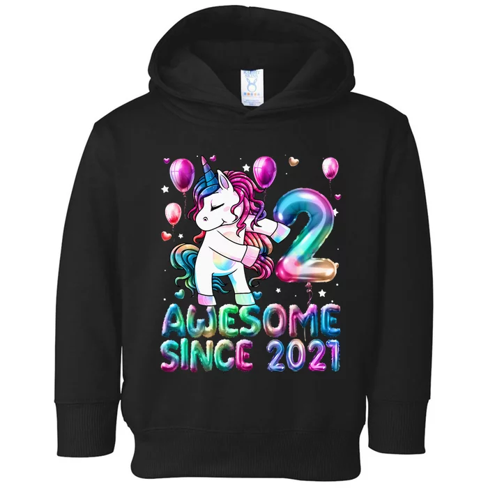 2 Years Old Unicorn Flossing 2nd Birthday Girl Unicorn Party Toddler Hoodie