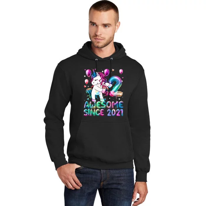 2 Years Old Unicorn Flossing 2nd Birthday Girl Unicorn Party Tall Hoodie