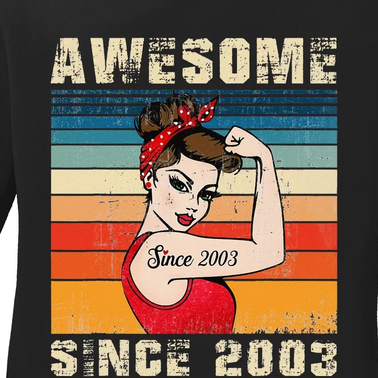 20 Year Old Awesome Since 2003 20th Birthday Gifts Wo Ladies Long Sleeve Shirt