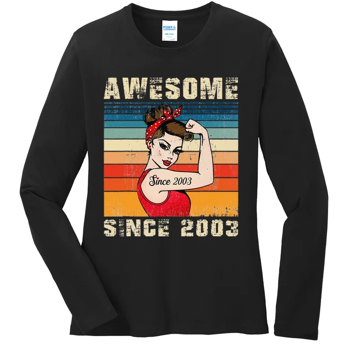 20 Year Old Awesome Since 2003 20th Birthday Gifts Wo Ladies Long Sleeve Shirt