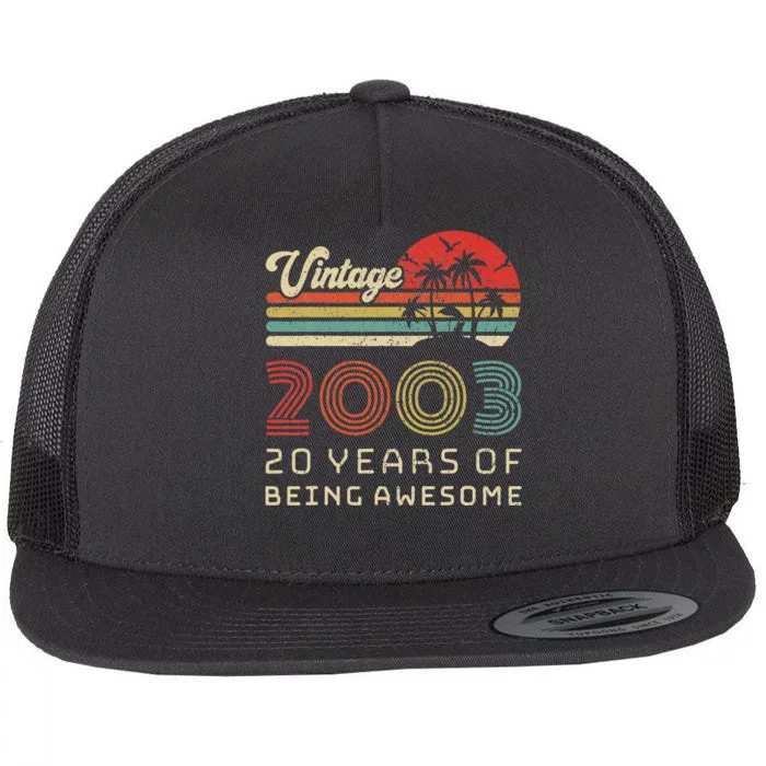 20 Year Old Birthday Vintage 2003 20th Birthday Flat Bill Trucker Hat