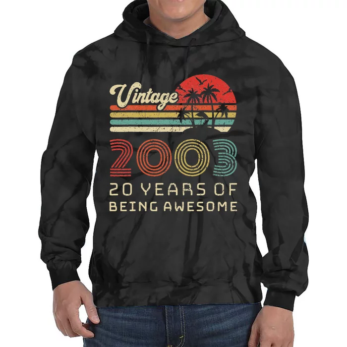 20 Year Old Birthday Vintage 2003 20th Birthday Tie Dye Hoodie