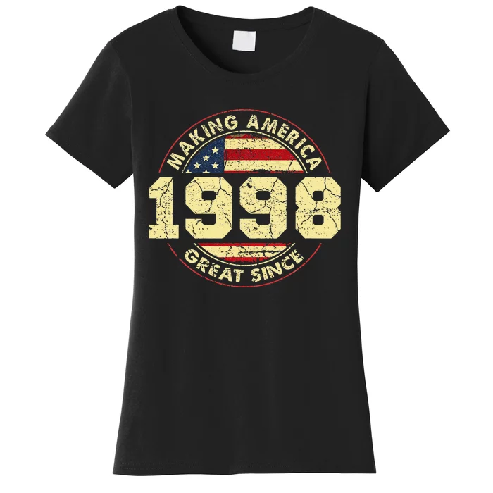 25 Year Old Gifts Vintage 1998 American Flag 25th Birthday Women's T-Shirt