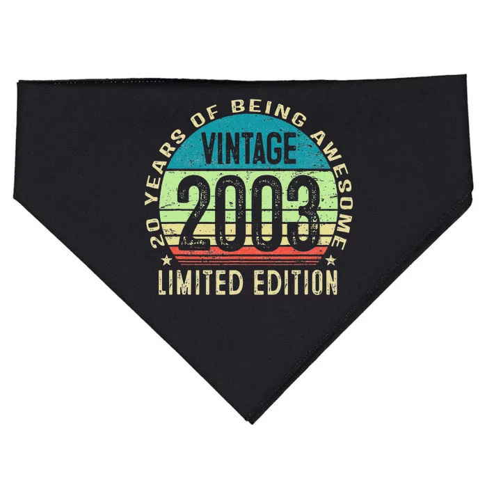 20 Year Old Gift Teen Vintage 2003 20th Birthday USA-Made Doggie Bandana