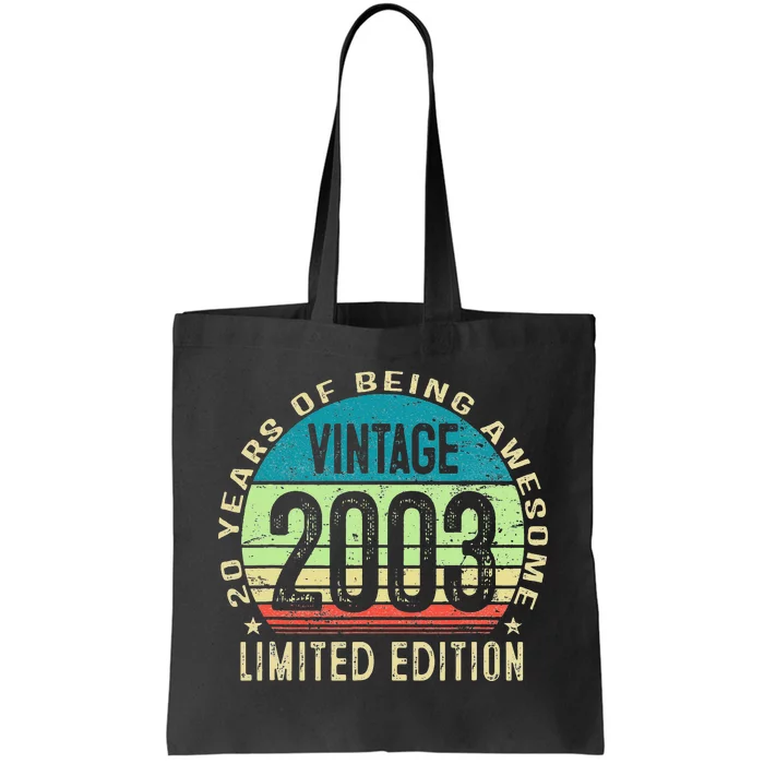 20 Year Old Gift Teen Vintage 2003 20th Birthday Tote Bag