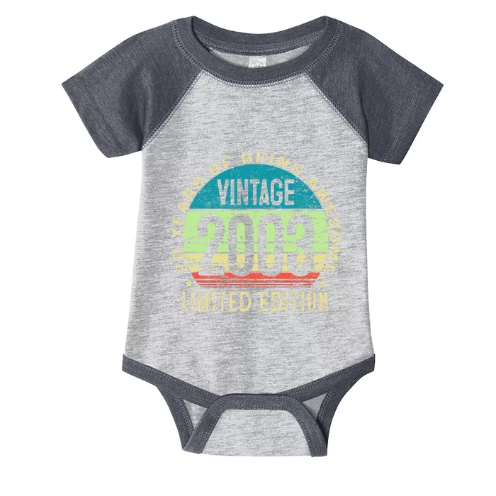 20 Year Old Gift Teen Vintage 2003 20th Birthday Infant Baby Jersey Bodysuit