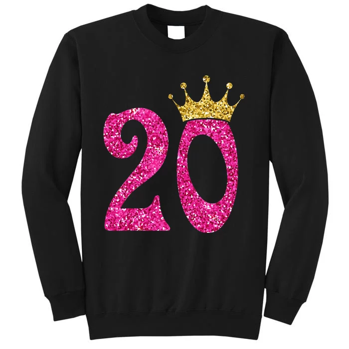 20 Year Old Gifts 20th Birthday Queen crown Pink Sweatshirt