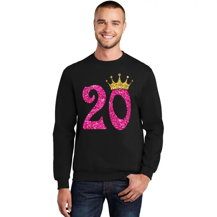 20 Year Old Gifts 20th Birthday Queen crown Pink Tall Sweatshirt