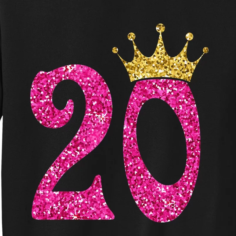 20 Year Old Gifts 20th Birthday Queen crown Pink Tall Sweatshirt