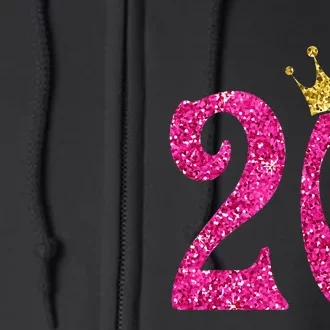 20 Year Old Gifts 20th Birthday Queen crown Pink Full Zip Hoodie