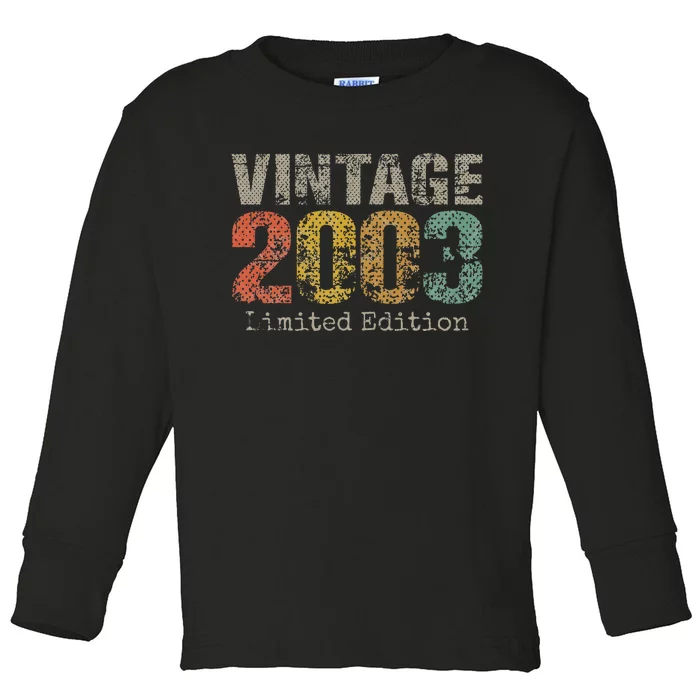 20 Year Old Gifts Vintage 2003 Limited Edition 20th Birthday Toddler Long Sleeve Shirt