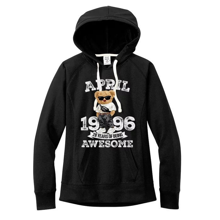 28 Year Old Awesome April 1996 28th Birthday Gifts Women's Fleece Hoodie