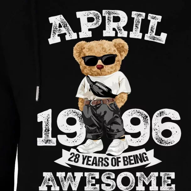 28 Year Old Awesome April 1996 28th Birthday Gifts Womens Funnel Neck Pullover Hood