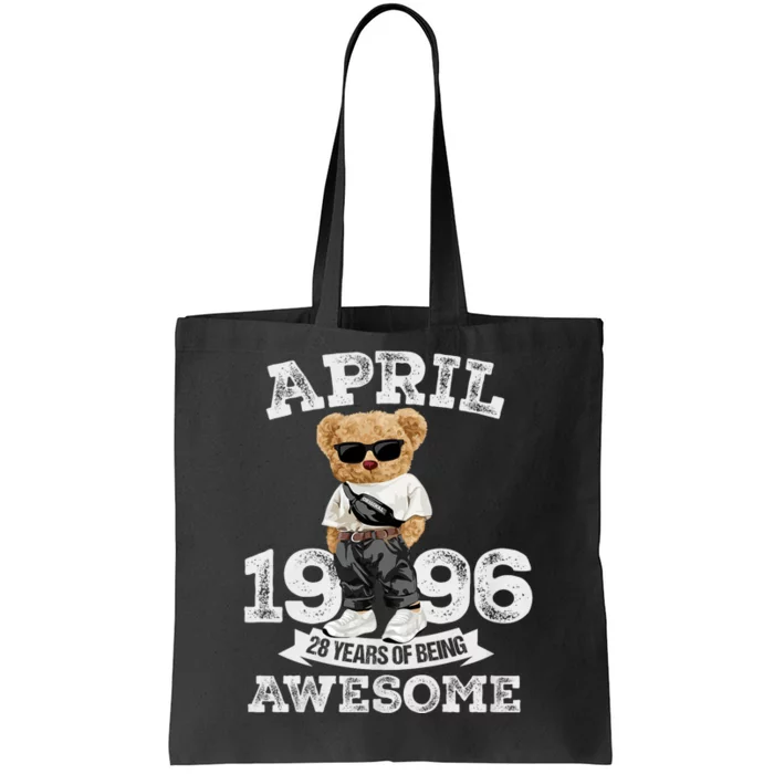 28 Year Old Awesome April 1996 28th Birthday Gifts Tote Bag