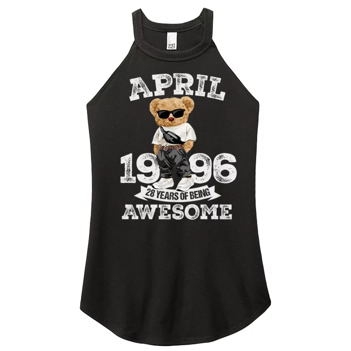 28 Year Old Awesome April 1996 28th Birthday Gifts Women’s Perfect Tri Rocker Tank