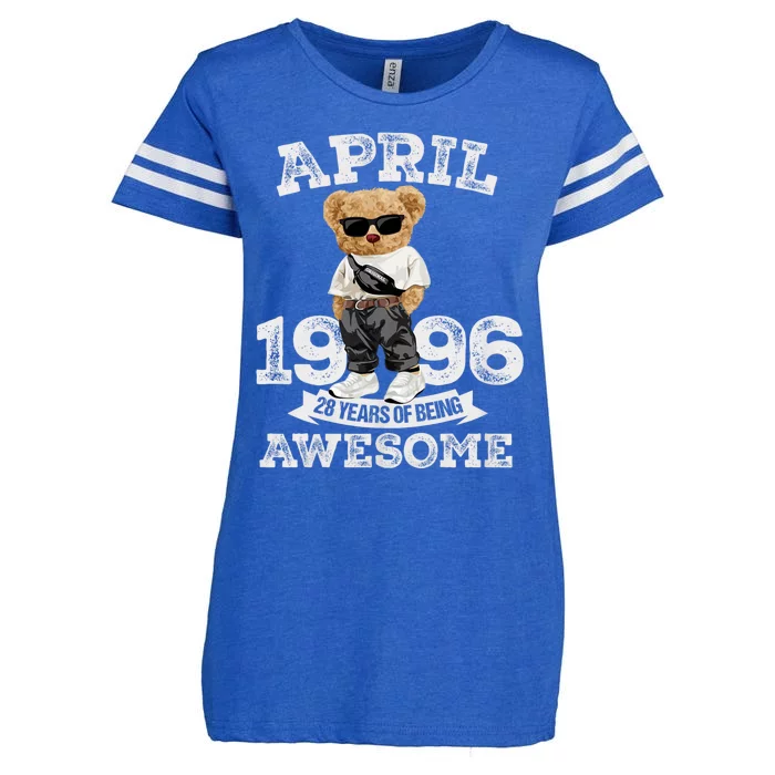 28 Year Old Awesome April 1996 28th Birthday Gifts Enza Ladies Jersey Football T-Shirt