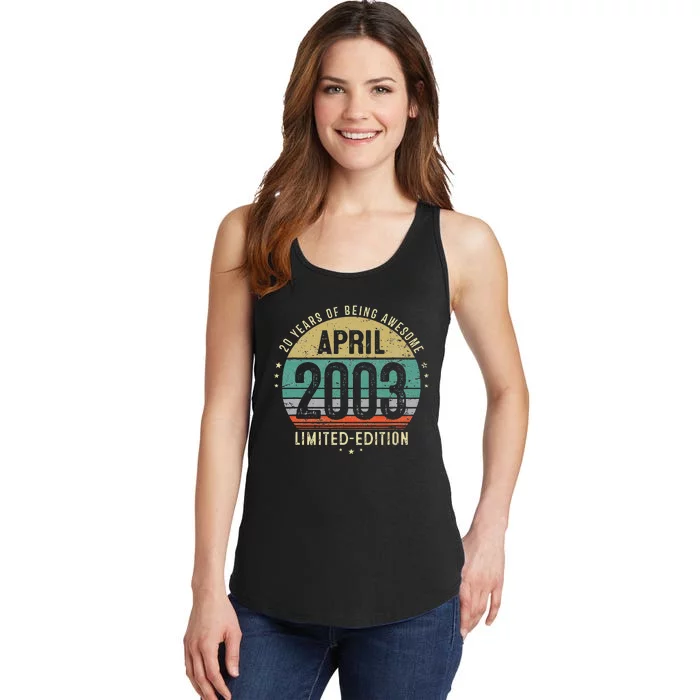 20 Year Old Vintage April 2003 20th Birthday Teens Ladies Essential Tank