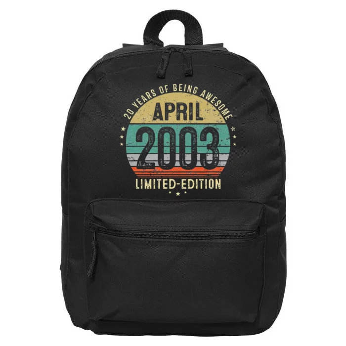 20 Year Old Vintage April 2003 20th Birthday Teens 16 in Basic Backpack