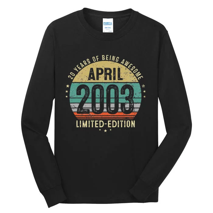 20 Year Old Vintage April 2003 20th Birthday Teens Tall Long Sleeve T-Shirt