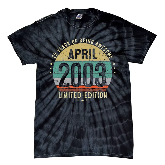 20 Year Old Vintage April 2003 20th Birthday Teens Tie-Dye T-Shirt