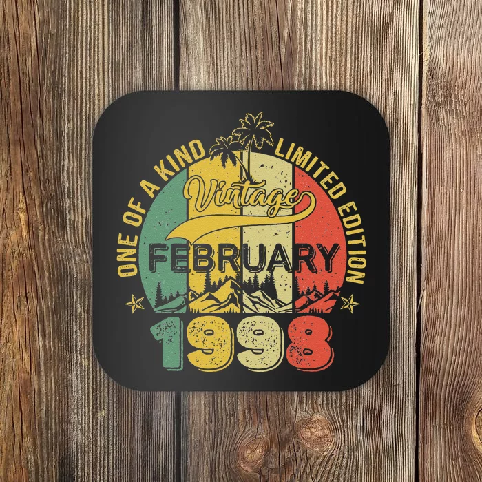 25 Years Old Gifts Vintage February 1998 25th Birthday Coaster