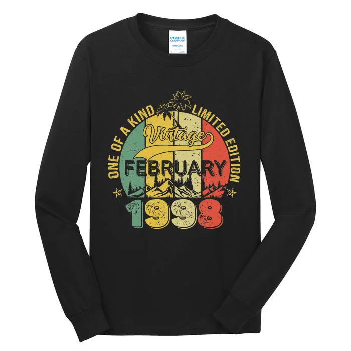 25 Years Old Gifts Vintage February 1998 25th Birthday Tall Long Sleeve T-Shirt