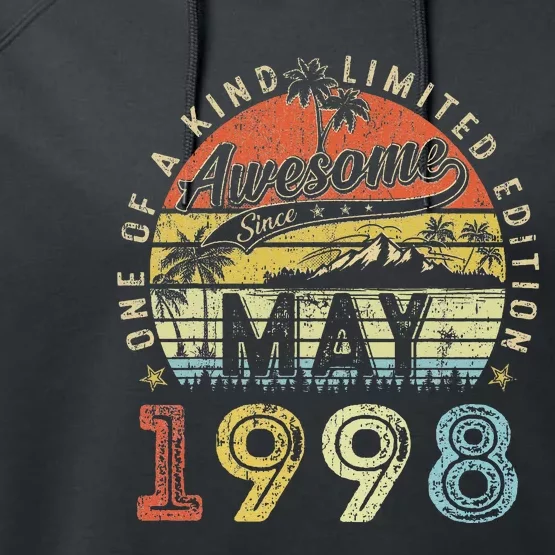 25 Year Old Awesome Since May 1998 25th Birthday Performance Fleece Hoodie